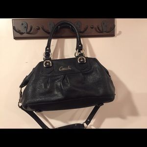 Black leather Coach bag